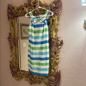 Lilly Pulitzer silk blend Striped Sleeveless Dress with bow detail